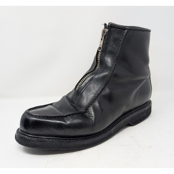 Double-H Leather Boots Mens 10 D Black Front Zip Moc Toe DM5331 Mad in USA main image 7